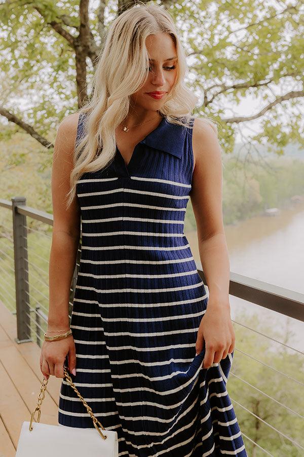 Impressions Yacht Club Cutie Stripe Knit Maxi Dress