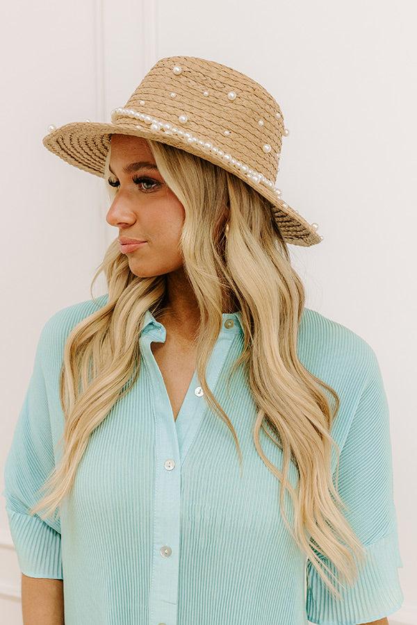 Impressions Yacht Club Pearl Embellished Raffia Hat